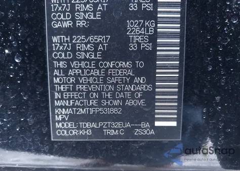 2015 Nissan Rogue S from USA, damaged, VIN KNMAT2MT1FP531882